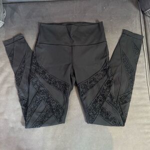 Lululemon Floral Black Mesh Leggings